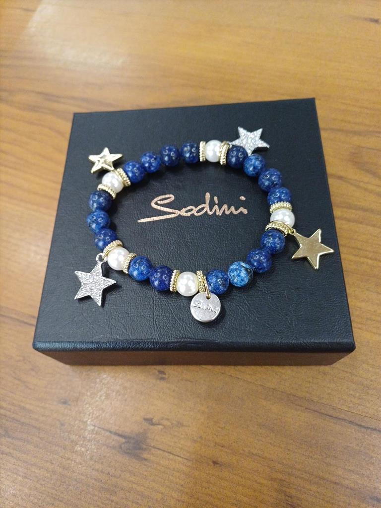 BRACCIALE CON PIETRE BLU E STELLINE DORATE SODINI