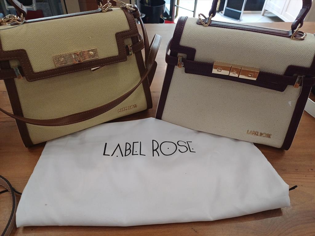 BORSA IN CANVAS  BORDURA ECOPELLE LABEL ROSE