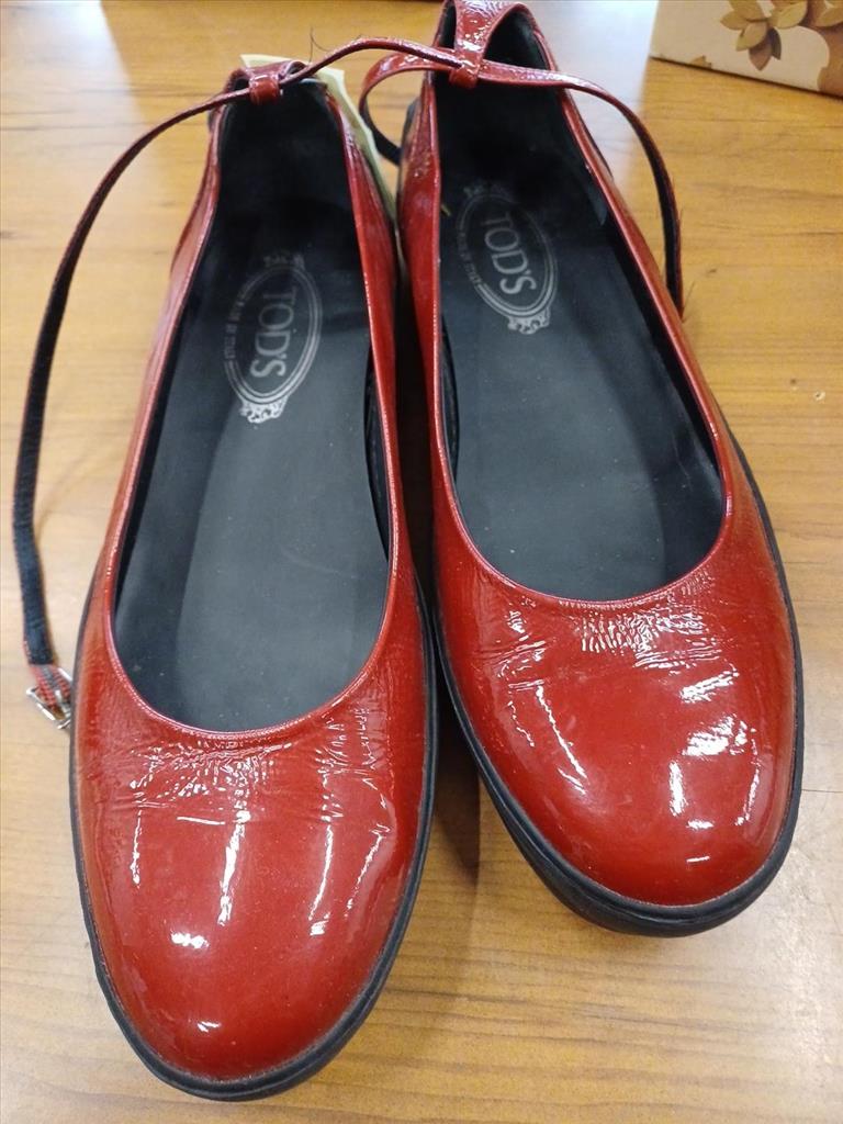 SCARPE ROSSE IN VERNICE BALLERINECON LACCIO CAVIGLIA TOD'S TG 40