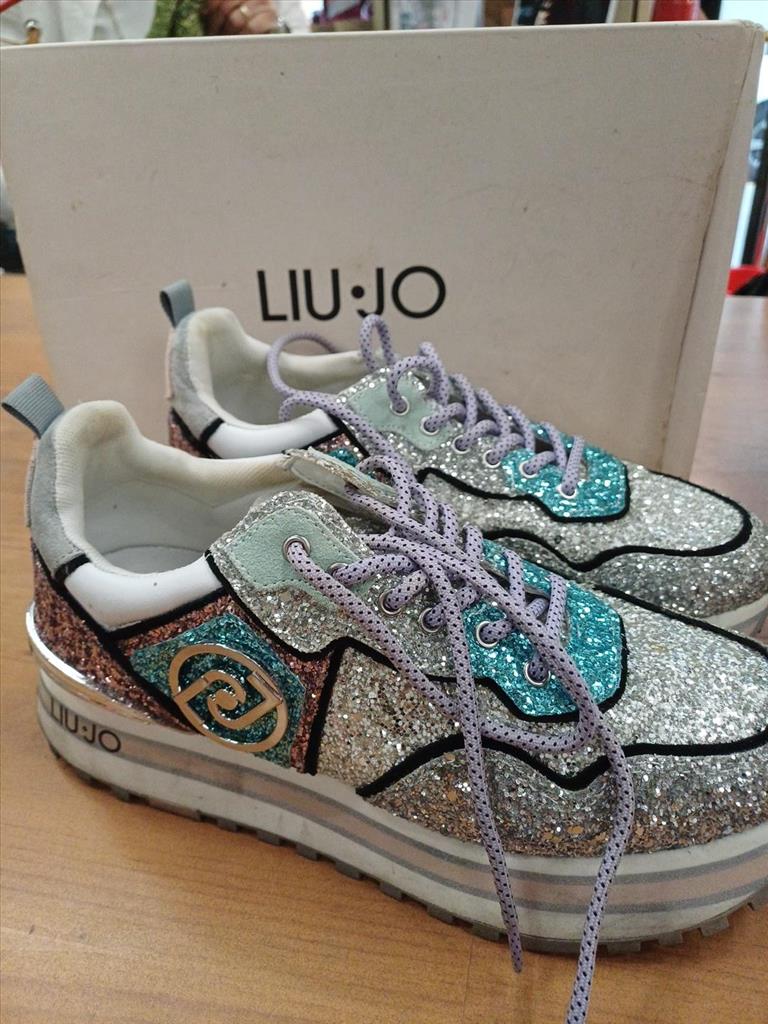 SCARPE GLITTERATE GRIGE FUXIA E BLUETTE LIUJO TG 38