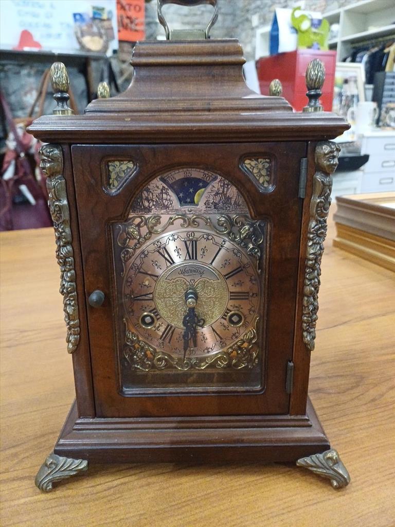 OROLOGIO DA TAVOLO IN LEGNO CON FASI LUNARI
