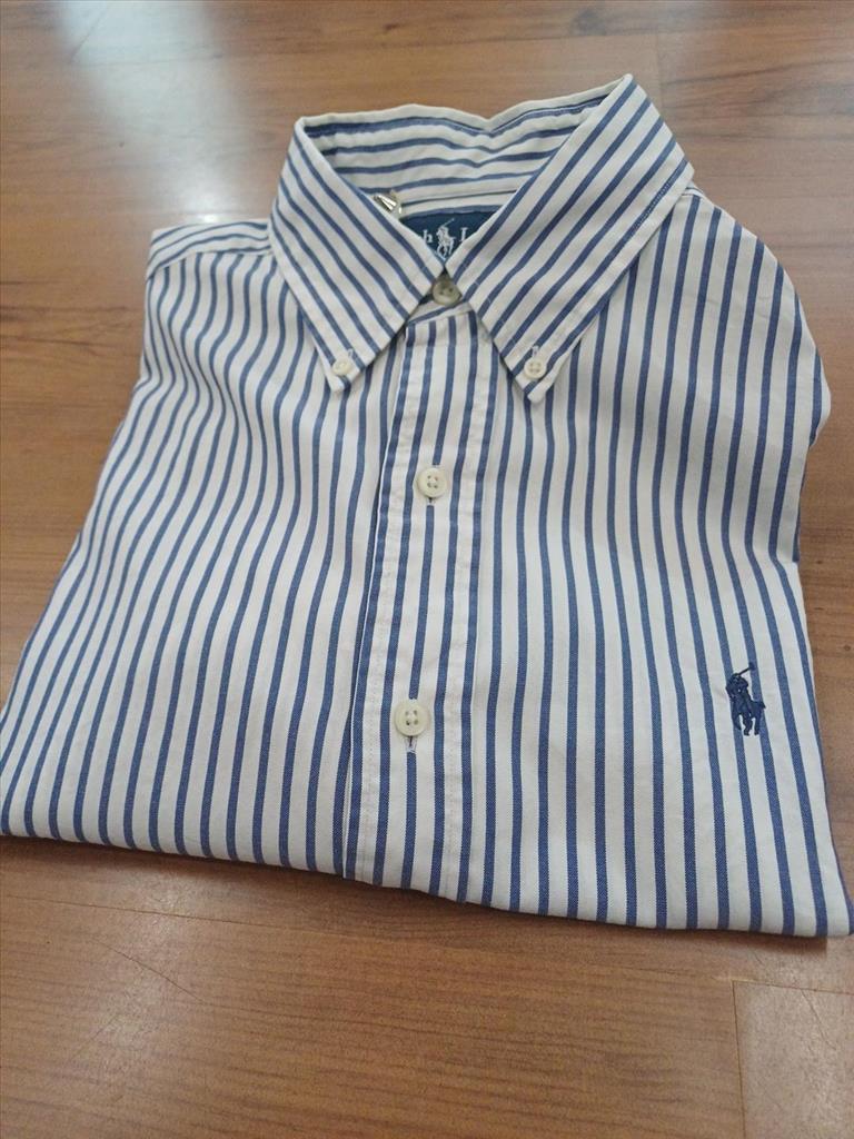 CAMICIA BIANCA/BLU A RIGHE RALPH LAURENT TG. M