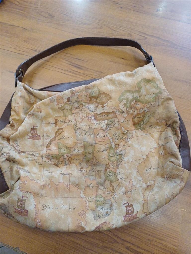 BORSA IN TELA E PELLE MARRONE PRIMA CLASSE