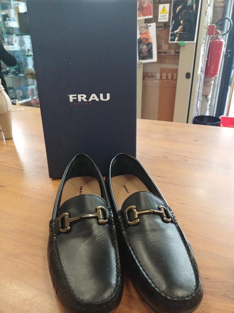 SCARPE MOCASSINI NERI IN PELLE CON FIBBIA FRAU TG. 40