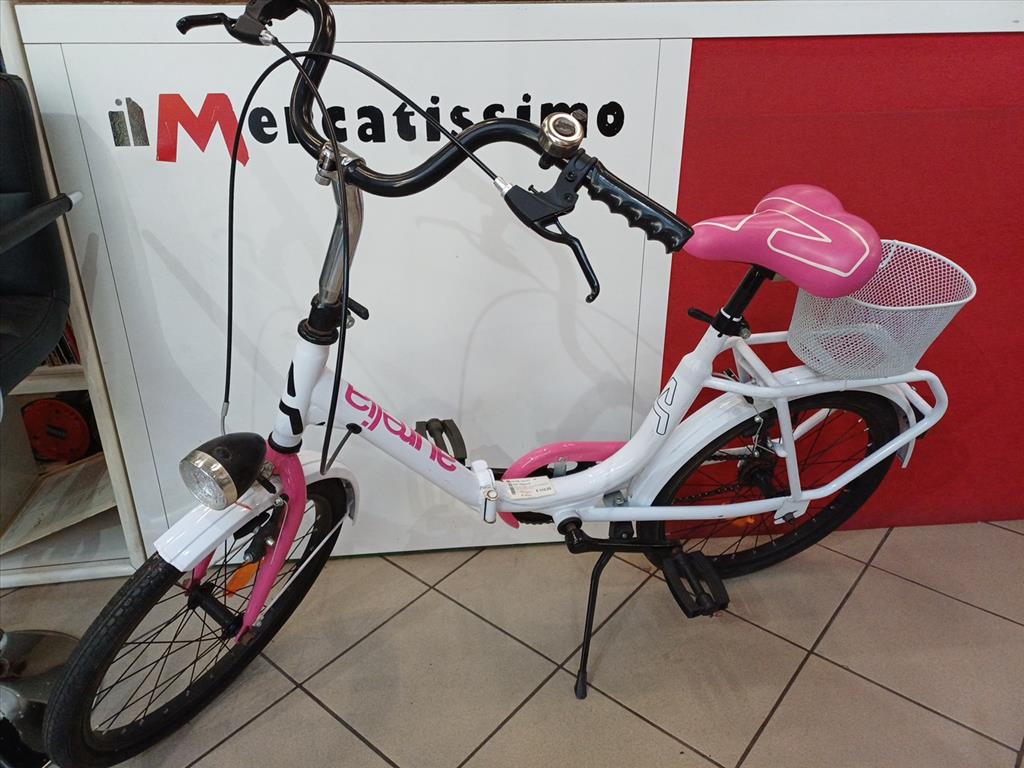 BICICLETTA BIANCA/FUCSIA PIEGHEVOLE CON CESTINO AURELIA