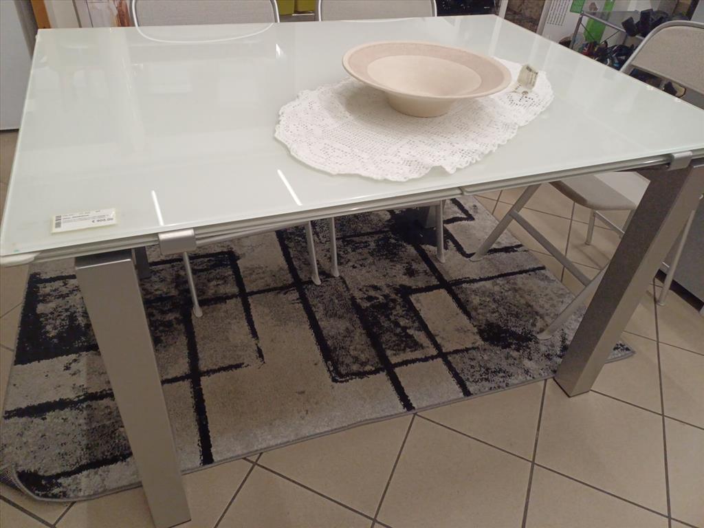 TAVOLO IN CRISTALLO CON GAMBE IN ACCIAIO ALLUNGABILE CALLIGARIS