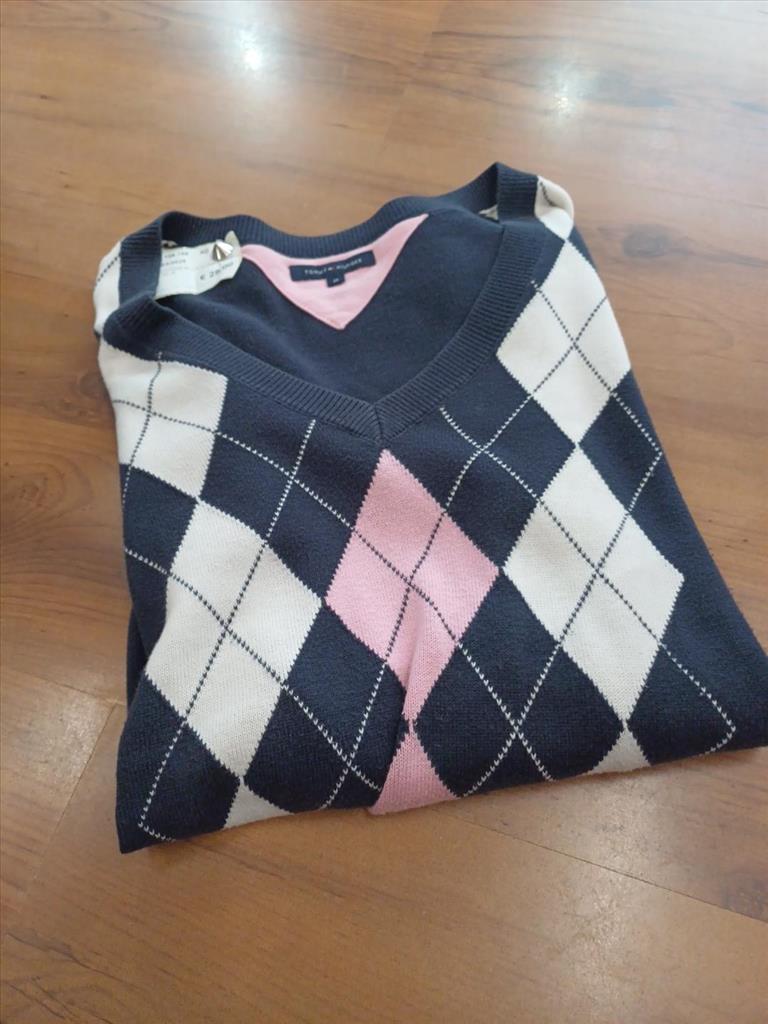 MAGLIONE COTONE BLU A ROMBI TOMMY HILFINGER TG. M