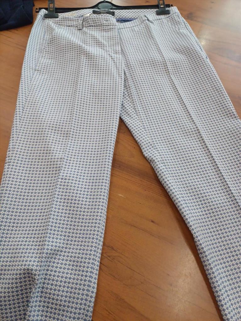 PANTALONI FANTASIA BIANCHI ROMBI AZZURRI WEEKEND MAX MARA TG 44